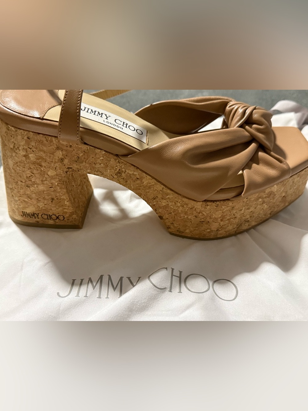Jimmy Choo HELOISE WEDGE 95 PLATFORM SANDALS IN NAPPA LEATHER size 37.5